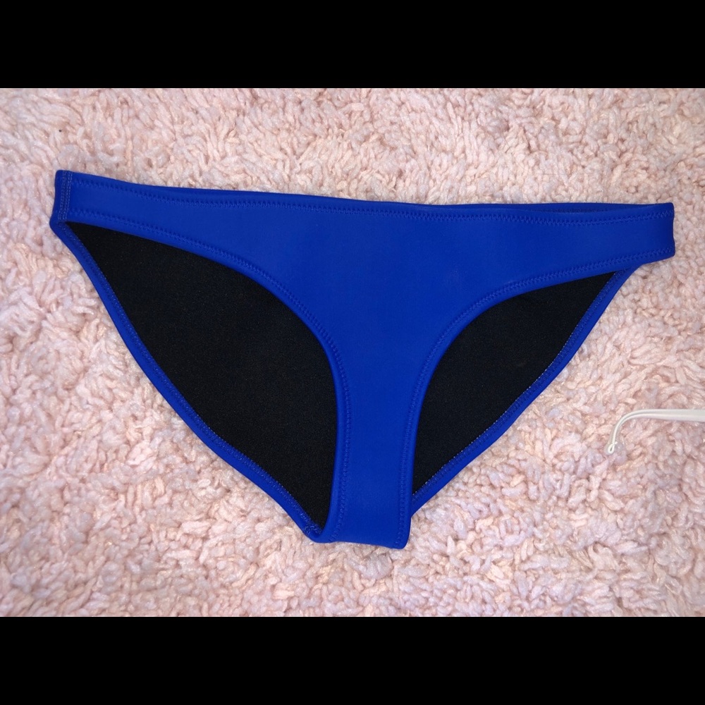 Blue wet suit bikini bottoms
